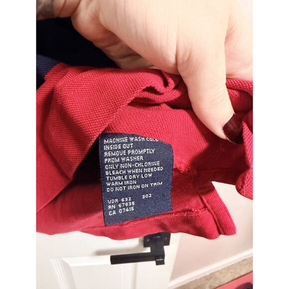 Vintage Nautica red and blue Men's Polo Long Sleeve - Size XL - Picture 5 of 6
